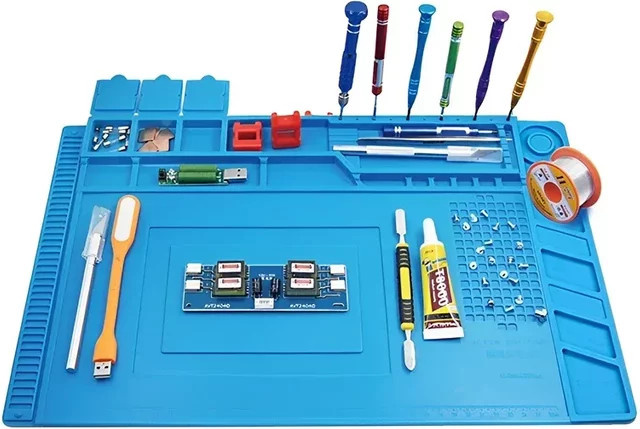 KRIOCY Hitzebeständige Silikon Reparaturmatte Blau für BGA Lötstationen und Elektronikreparaturen - Bild 1