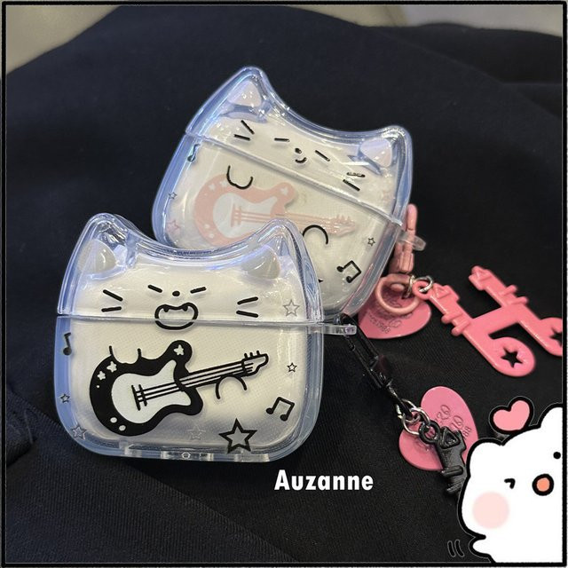 Transparente Schutzhülle im Cartoon-Gitarren-Design für Apple AirPods Pro 1. 2. 3. und 4. Generation - Bild 1