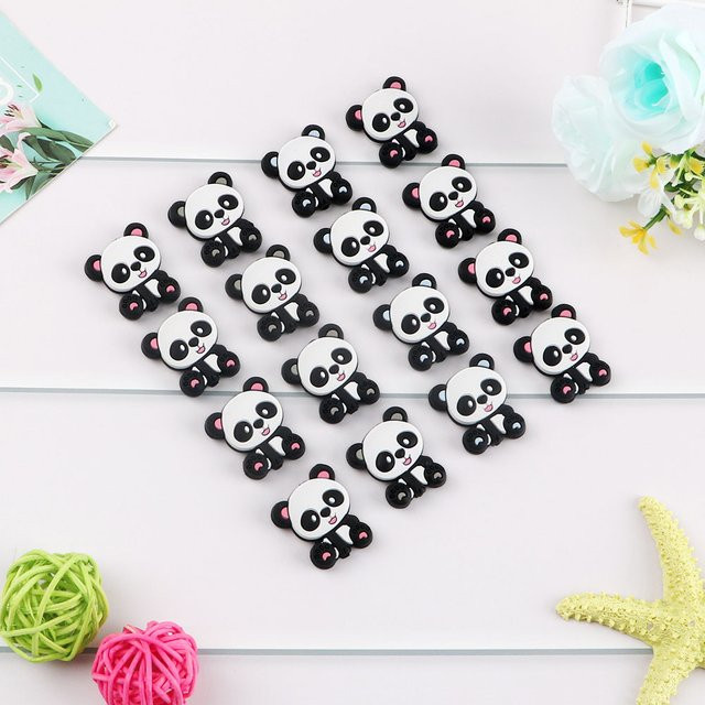 Kovict Silikonperlen Panda, Gray, 10 Stück - Bild 1
