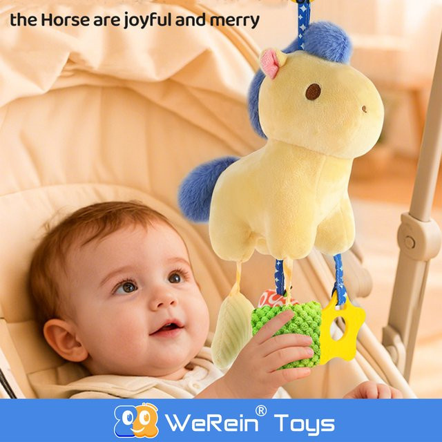 Hängendes Pferde-Babybettglocken-Ornament als Neujahrs-Glücksbringer für Säuglinge und Kleinkinder in Gelb und Mehrfarbig - Bild 1