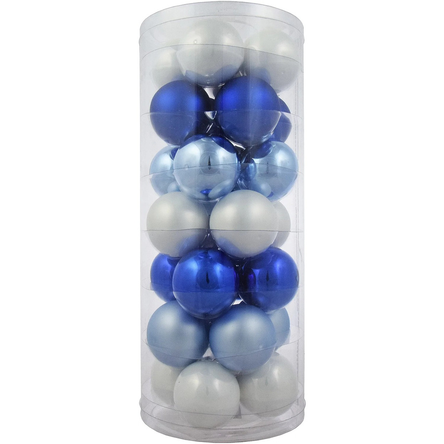 Vitbis Weihnachtskugeln Arctic Mix in Weiß und Blau aus Glas, 28 Stück, Durchmesser: 6 cm - Bild 2