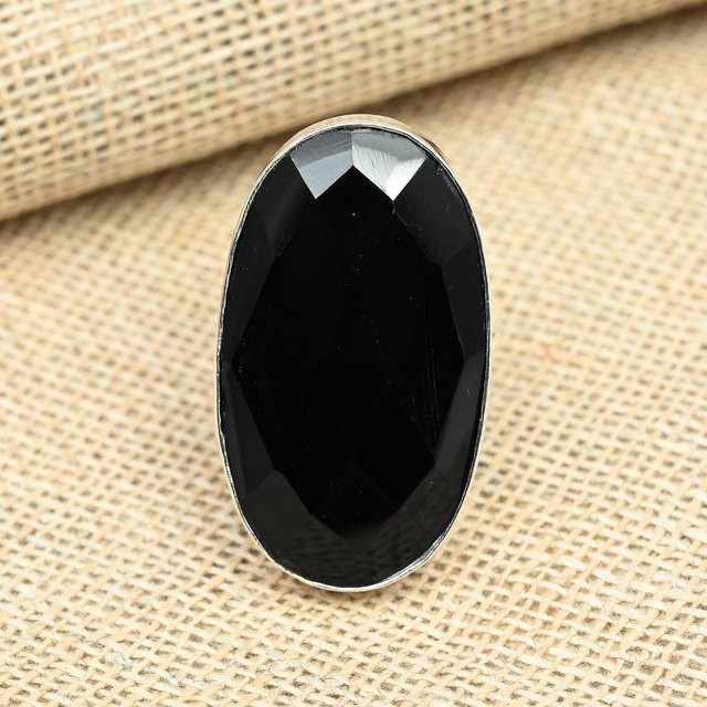 Ring Copperie, 925 Silber, schwarzer Spinell, Ringgröße 11.5, Unisex - Bild 1