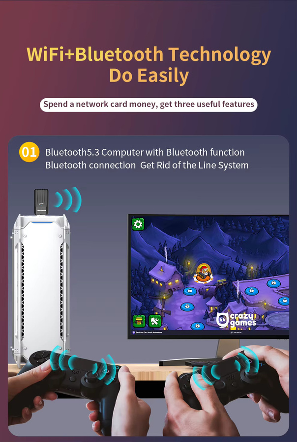 Comfast WiFi 6 USB-Adapter AX900 mit Bluetooth 5.3, Dual-Band 2,4G/5GHz kabelloser Netzwerkadapter für PC, Schwarz - Bild 2