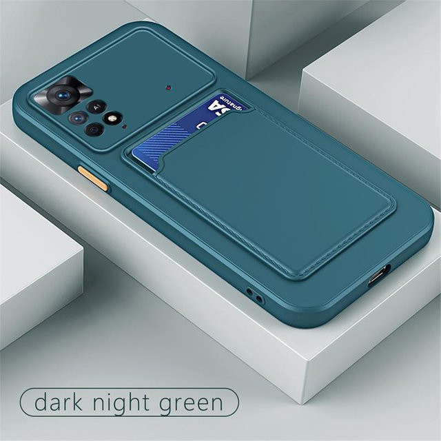 Handyhülle mit Kartenhalter und NFC-Funktion für POCO X7 Pro X6 X5 X4 X3 F7 Ultra F6 Pro F5 C65 M4 M5 M6 Pro in Transparent Green - Bild 1