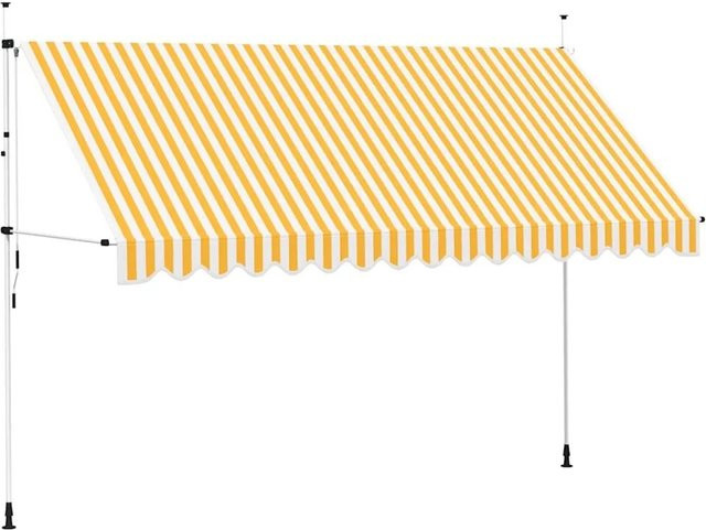 vidaXL Einziehbare Markise Handbetrieben, Orange-Weiß Gestreift, Breite: 400 cm, Tiefe: 120 cm - Bild 1