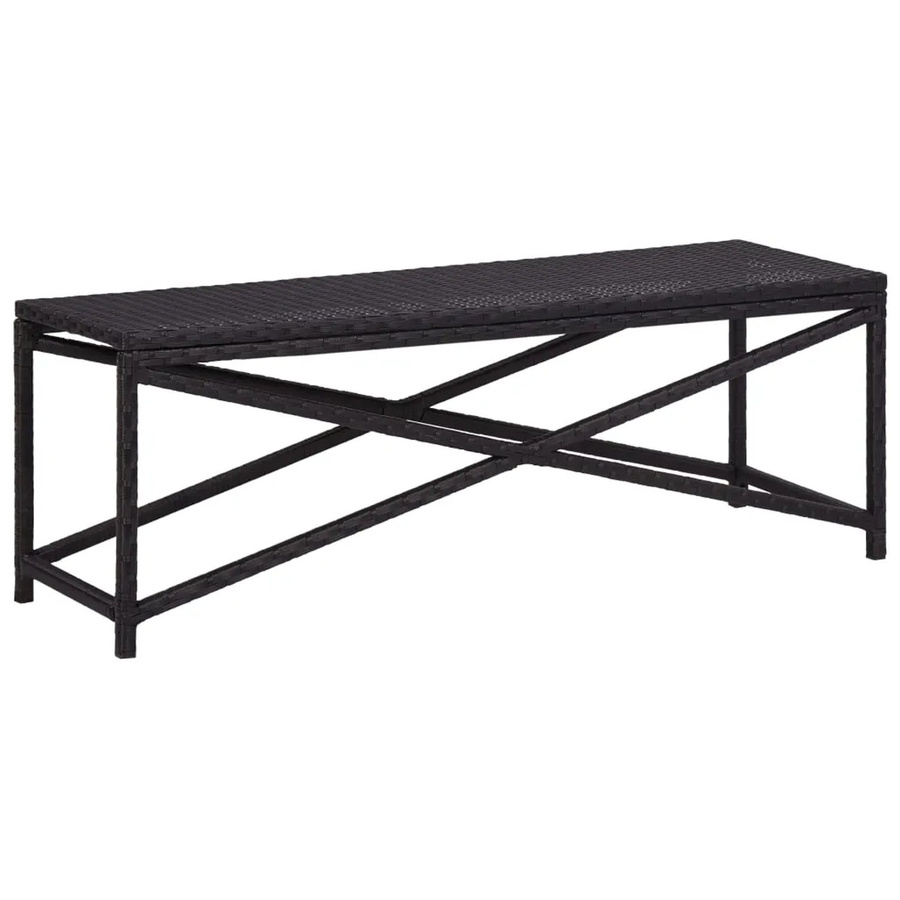 furnicato Gartenbank aus Poly Rattan in Schwarz mit pulverbeschichtetem Stahlrahmen, Breite: 120 cm, Tiefe: 43 cm, Höhe: 40 cm - Bild 2