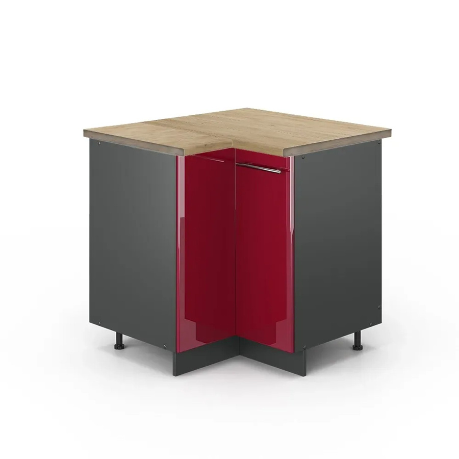 Vicco Eckunterschrank Fame-Line Küchenunterschrank in Bordeaux Hochglanz und Anthrazit mit Eiche-Optik, B/T/H: 80,5 x 60,0 x 82,0 cm - Bild 2