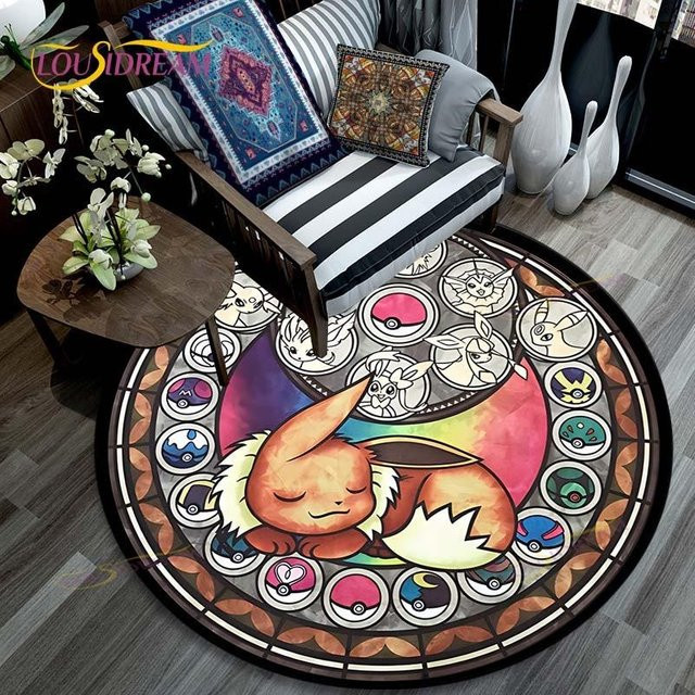 BestDream008 Pikachu Pokemon Rundteppich aus Polyester, Mehrfarbig, Durchmesser: 120 cm - Bild 1