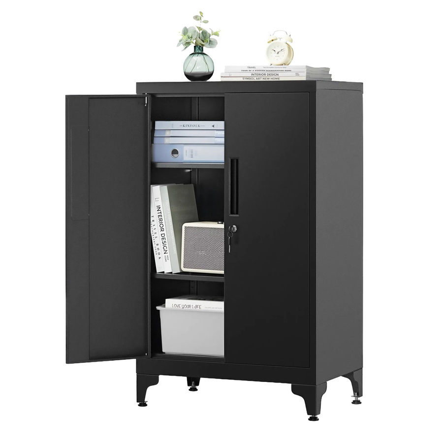 Songmics Aktenschrank aus Stahl in Schwarz mit Schwenktüren B/T/H: 60 x 40 x 90 cm - Bild 2