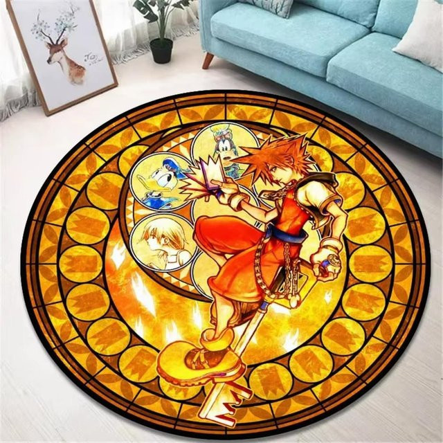 Runder Teppich Karpetti K-Kingdom Hearts Design für Wohnzimmer und Spielzimmer, Mehrfarbig, Durchmesser: 120 cm - Bild 1