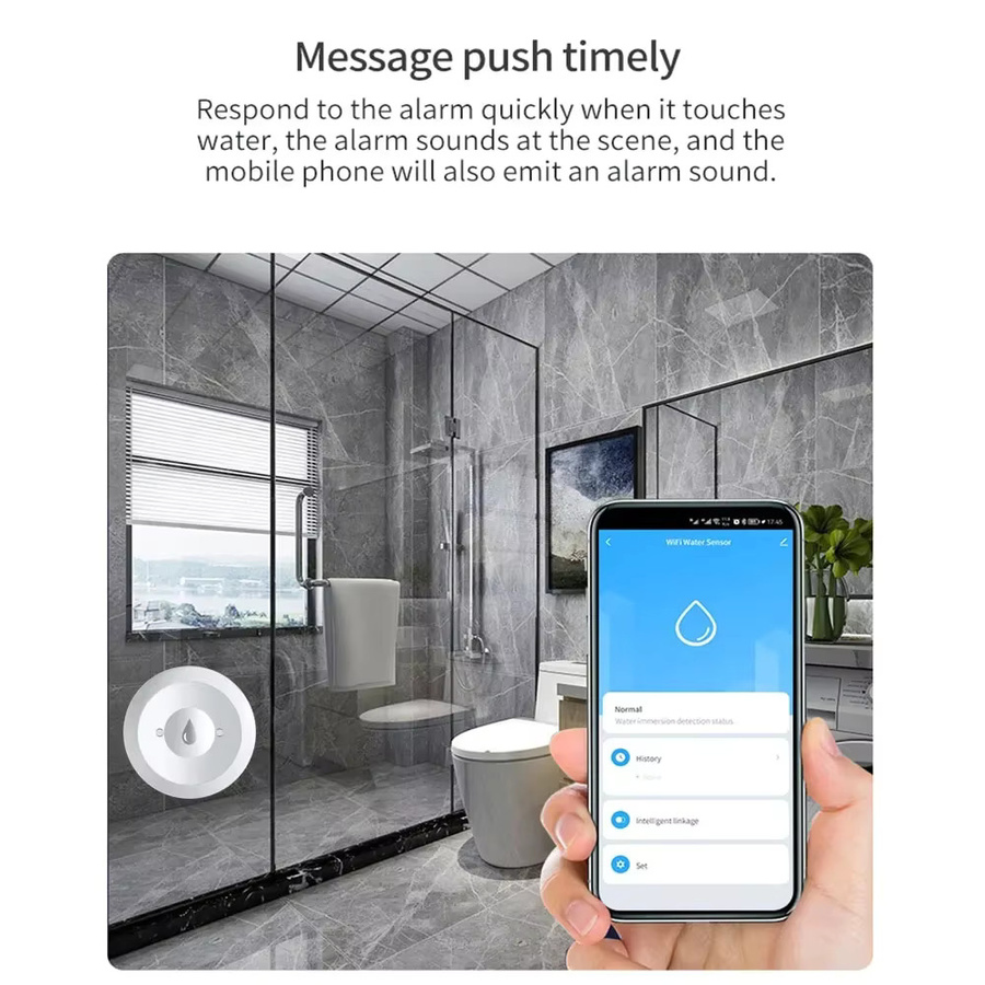 IHOMECAM Zigbee Wassersensor als Überschwemmungsleckdetektor mit App-Fernüberwachung für Küche und Badezimmer, Farbe: Weiß, kompatibel mit Home Assistant und Zigbee2mqtt - Bild 3
