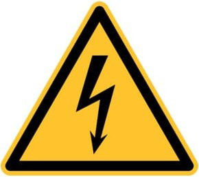 Eichner Warnschild Elektrische Spannung gelb aus Kunststoff selbstklebend Breite: 20 cm - Bild 1