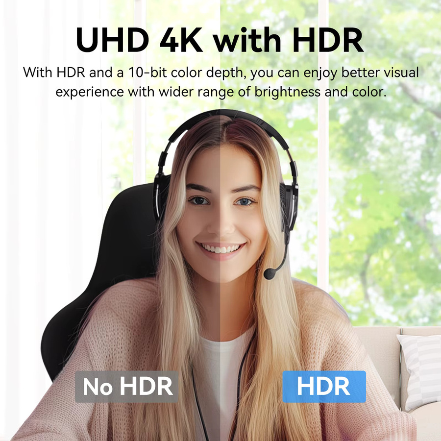EMEET S800 4K UHD Webcam mit Sony-Sensor, HDR und zwei Mikrofonen mit Geräuschunterdrückung, Schwarz - Bild 3