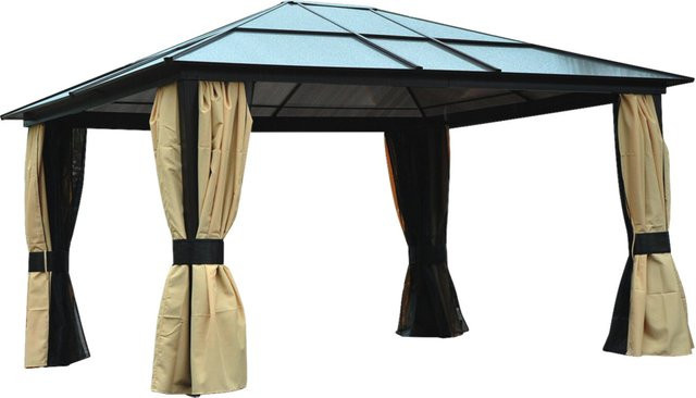 Outsunny Pavillon aus Aluminium in Braun mit modernem Hip-Design, B/H/L: 360 x 275 x 420 cm - Bild 1