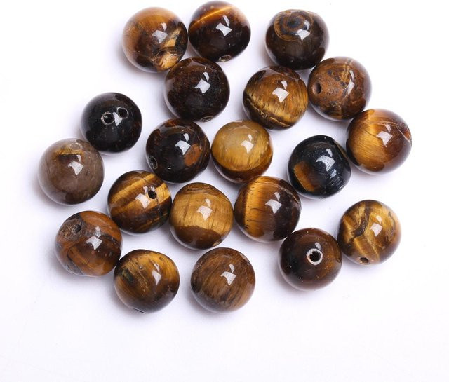 Natursteinperlen Tigerauge, rund, 10 mm, Unisex - Bild 1