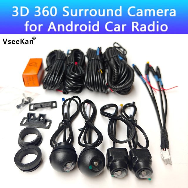 EightFox 1080P Full HD 3D 360 Grad Kamera Parkplatz Surround View System mit Bird View Panorama und Auto Recorder in Schwarz - Bild 1