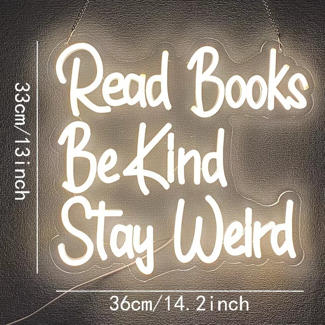 Be Kind Stay Weird LED Neonschild in Weiß für Kinderzimmer und Klassenzimmer, USB-betrieben - Bild 1
