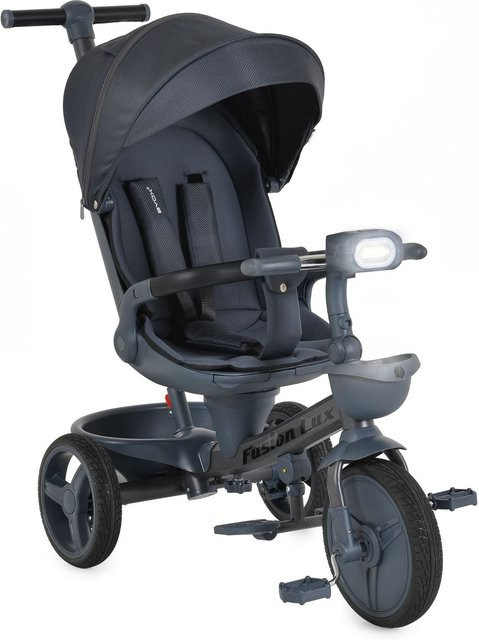 Byox Fusion Lux Dreirad, dunkelgrau, mit Musik, Scheinwerfer, PU-Reifen, Hinterradbremsen, Korb, Gurt - Bild 1