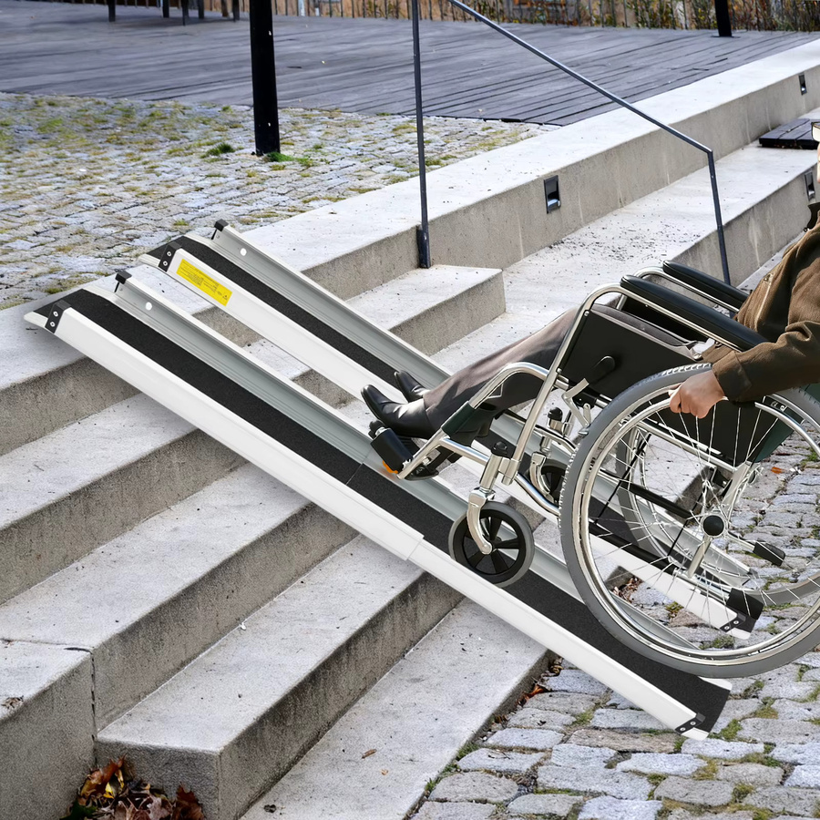 Bymaocar Teleskoprampen Set 2 Stück in Schwarz und Silber für Rollstuhl, Fahrrad und Elektroroller - Bild 3