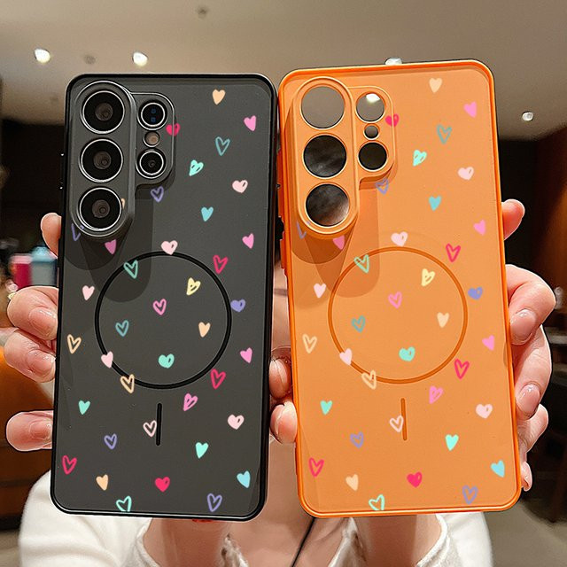 Bunte Herz-Magnet-Handyhülle für Samsung Galaxy S26 S25 S24 S23 Ultra S25 S24 FE A57 A37 A17 A56 A55 A36 A16 in Multicolour und Gold aus TPU PC Cover - Bild 1