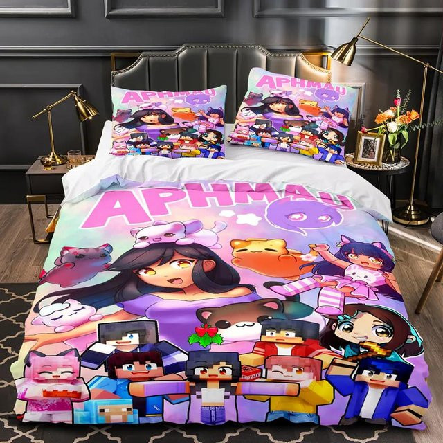 Bettwäscheset Aphmau Anime mit Flügeln aus Mikrofaser, bestehend aus Bettbezug und Kissenbezug, Mehrfarbig, B/H: 210 x 210 cm - Bild 1