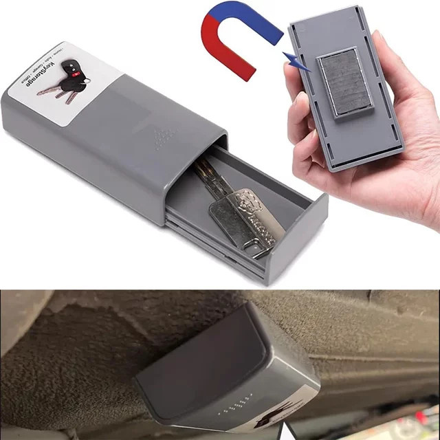 Multifunktionaler magnetischer Schlüsselkasten in Grau zur sicheren und versteckten Aufbewahrung von Notfallschlüsseln - Bild 1