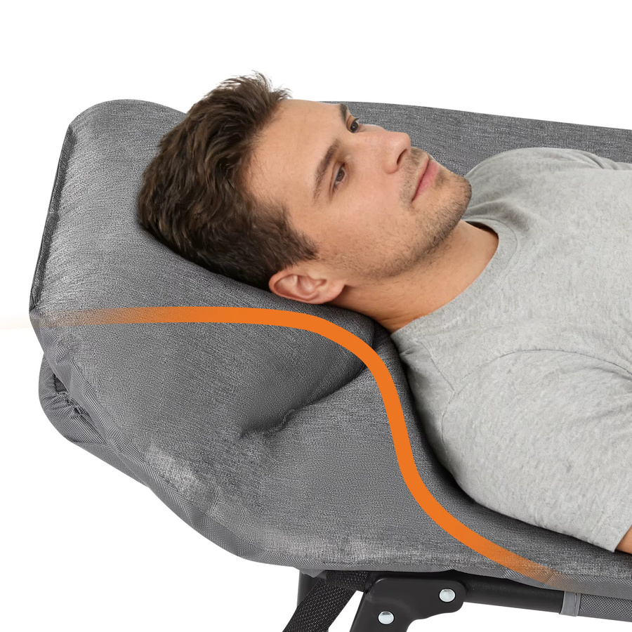 Tragbares Klappbett TWISTER.CK für Erwachsene in Schwarz und Grau mit Kissen und Kopfkissen, Camping-Feldbett aus Metall mit 227 kg Tragkraft für Terrasse und Garten - Bild 3