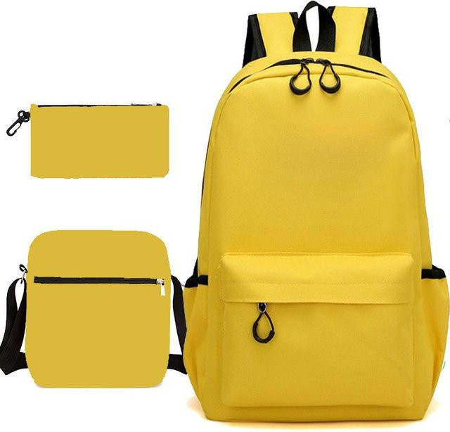 3-teiliges Schulrucksack-Set für Schüler aus Oxford-Stoff in Gelb mit Schultasche und Federmäppchen - Bild 1