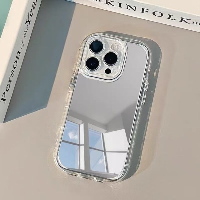 Spiegel-Handyhülle für Apple iPhone 11 bis 17 Pro Max Plus in Transparent mit Anti-Fall Schutz und integriertem Make-up-Spiegel - Bild 1