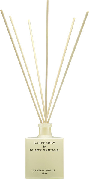 Cereria Molla Reed Diffuser Raspberry & Black Vanilla mit Rattanstäbchen in Weiß - Bild 1