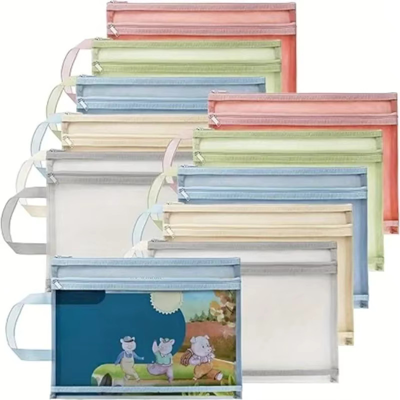 Transparente Morandi Nylon-Netz Aufbewahrungstasche mit Reißverschluss für A4 und A5 Dokumente und Schreibwaren - Bild 2