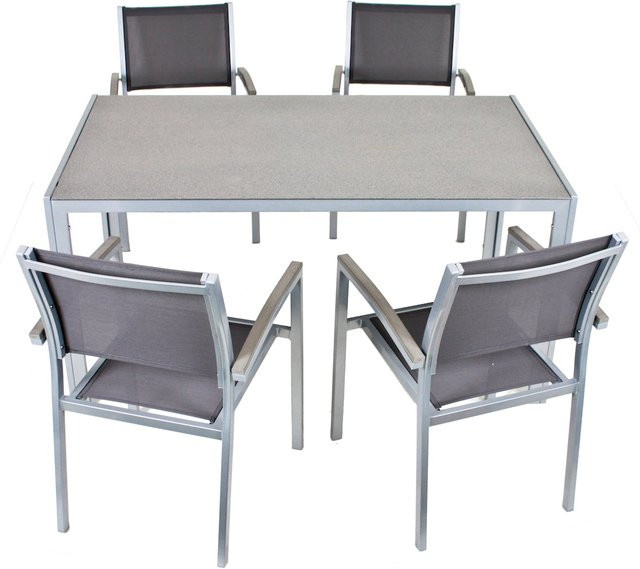 Garden Pleasure Tischgruppe Grace 5-teilig aus Aluminium in Grau - Bild 1