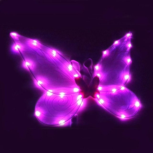 MonymaVigo Cosplay Kostüm LED Leuchtende Feenflügel, Pink, Schmetterlings-Feenflügel, Prinzessin Engelsflügel - Bild 1