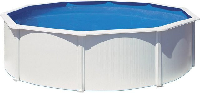 Gre Pool Bora Bora Oval Aufstellpool aus verzinktem Stahl in Weiß und Blau, Durchmesser: 350 cm, Höhe: 120 cm - Bild 1