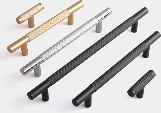 KK&FING Rundstab Möbeltürgriff aus Aluminiumlegierung, gerändelt und geschnitzt für Schrank, Schublade und Kleiderschrank - Bild 1