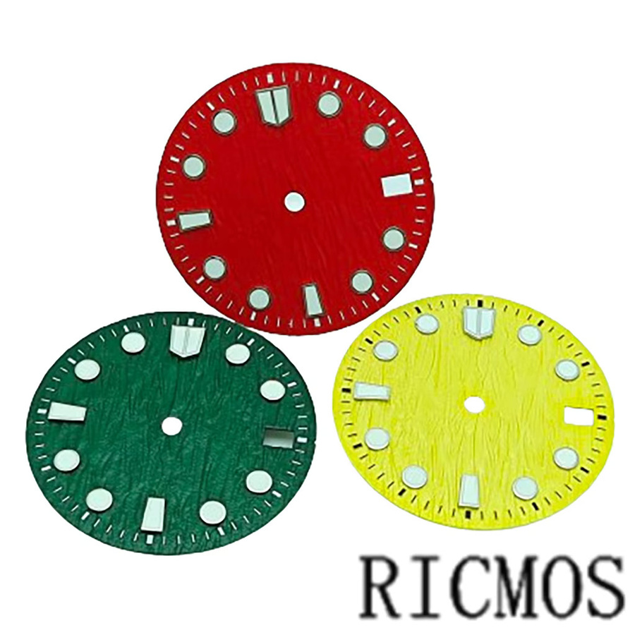 RICMOS Uhrenzifferblatt NH35, 28,5 mm, Datumsfenster, Türkis, grün leuchtend - Bild 2