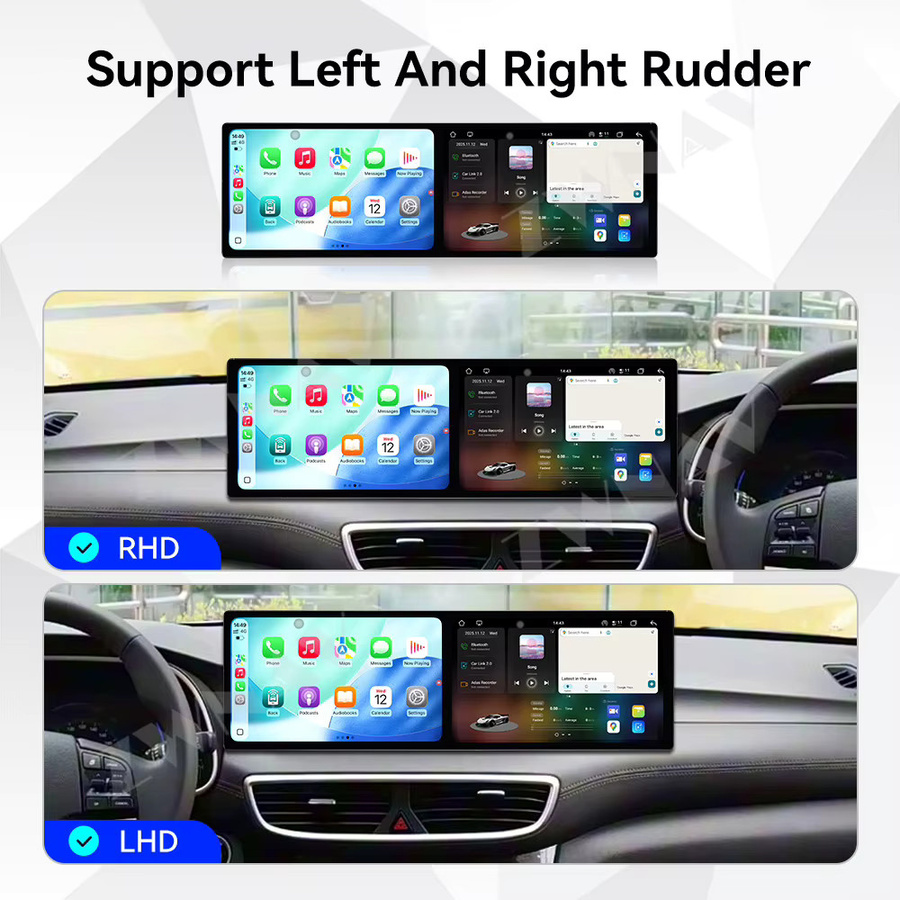 ZWNAV 10,1 Zoll Doppelbildschirm Multimedia-Player für Hyundai Tucson 2019-2020 mit Android Auto, CarPlay und GPS-Navigation in Schwarz - Bild 2