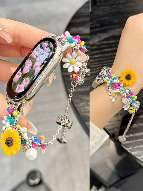 iwujiao Uhrenarmband Metall-Blumen, Edelstahl, Unisex - Bild 1