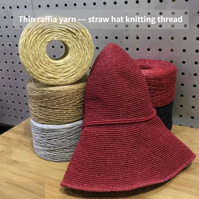 Natürliches Bastgarn aus Papier zum Stricken und Häkeln, 250 g Set, Beige und Pink - Bild 1