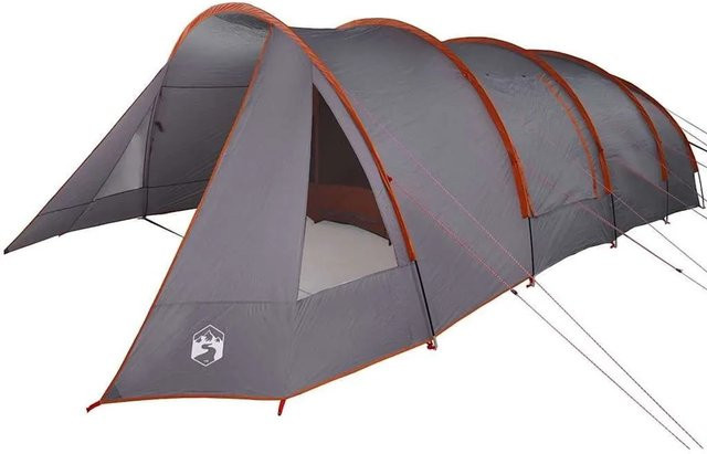 vidaXL Tunnelzelt mit Dach in Grau und Orange, B/T/H: 778 x 356 x 210 cm - Bild 1