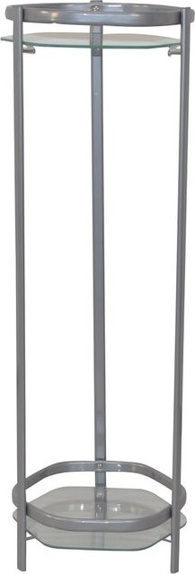 Blumenständer Walter I von möbel direkt online, moderner Pflanzenständer aus Stahlrohr und Glas in Grau/Silber - Bild 1