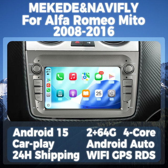 STRONGNAVI Multimedia Display mit 7 Zoll Bildschirm für Alfa Romeo Mito 2008-2012, Drahtloses CarPlay und Android Auto mit GPS und Bluetooth - Bild 1