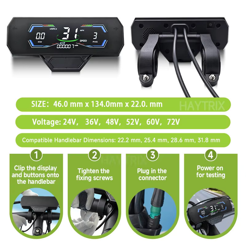 H3C Fahrradcomputer UART2 E-Bike Kilometerzähler, wasserdicht, Schwarz - Bild 6