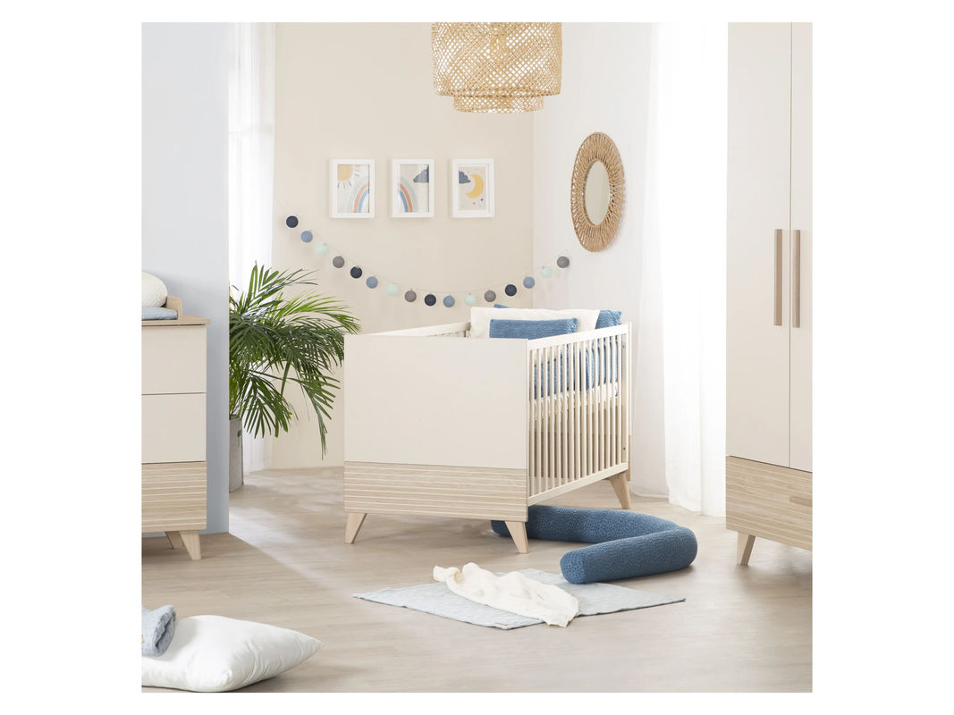 Roba Babybett Sidney in Weiß und Beige mit Eichenoptik, B/T/H: 70 x 140 x 82 cm - Bild 4
