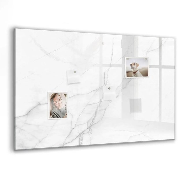 Tulup Glas Magnettafel mit Marmor-Design in Schwarz und Weiß, B/H: 90 x 60 cm - Bild 1