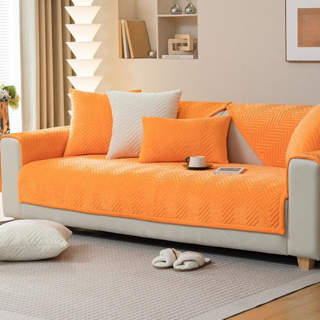Modernes Sofa-Kissen Super Six in Orange aus Polyester und Samt, quadratisch, B/T/H: 70 x 70 x 1 cm - Bild 1