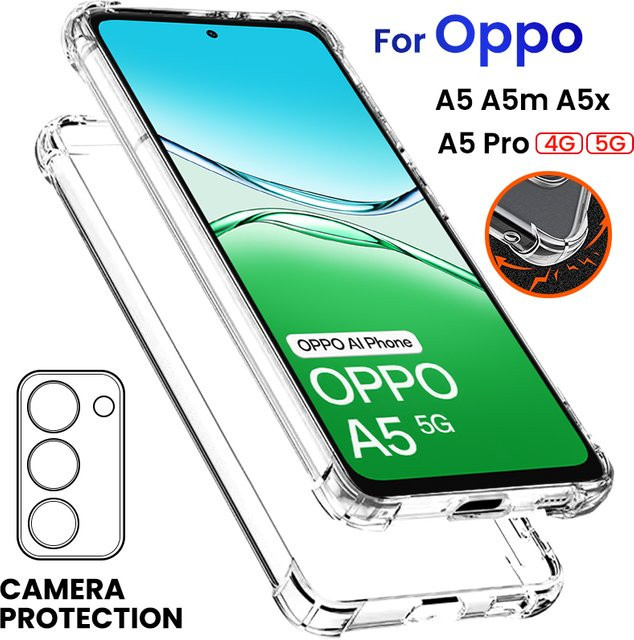 Transparente TPU-Schutzhülle für Oppo A5, A5 Pro, A5m und A5x (4G/5G) mit Anti-Gelb-Effekt - Bild 1