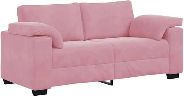 vidaXL Zweisitzer-Sofa in Rosa aus Samt mit Armlehnen im modernen Design - Bild 1