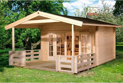 WEKA Gartenhaus 137 B Gr.2 aus Massivholz mit überdachter Terrasse in Beige, B/H/T: 460 x 262 x 590 cm - Bild 2