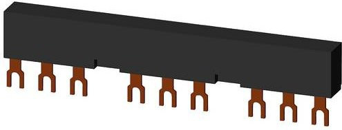Siemens 3RV19152BB 3Ph.-Sammelschiene in Schwarz mit 55mm Teilungsabstand für 3 Schalter und Gabelanschluss - Bild 1